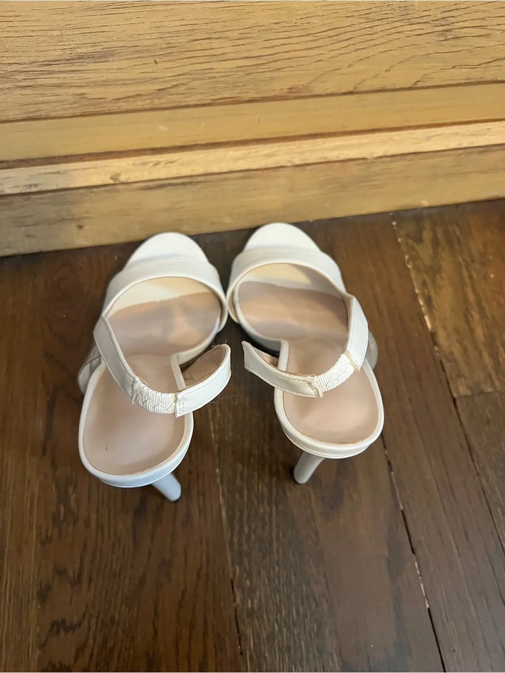 White Slingback Stiletto Heels | Open Toe Minimalist Pumps | Size 8.5
